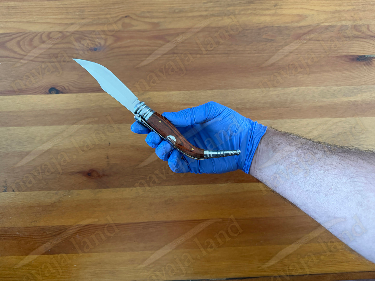 🔥4" Sevillana Style Classic Navaja Folding Knife Red Wood Handle Ratchet Lock