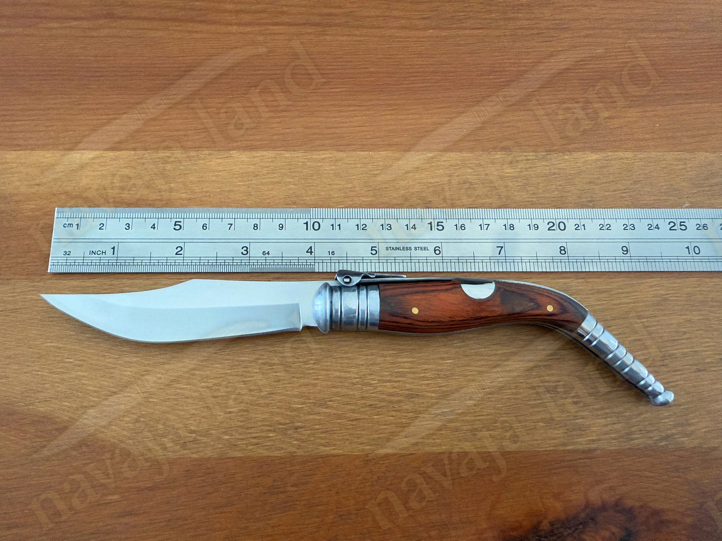 🔥4" Sevillana Style Classic Navaja Folding Knife Red Wood Handle Ratchet Lock