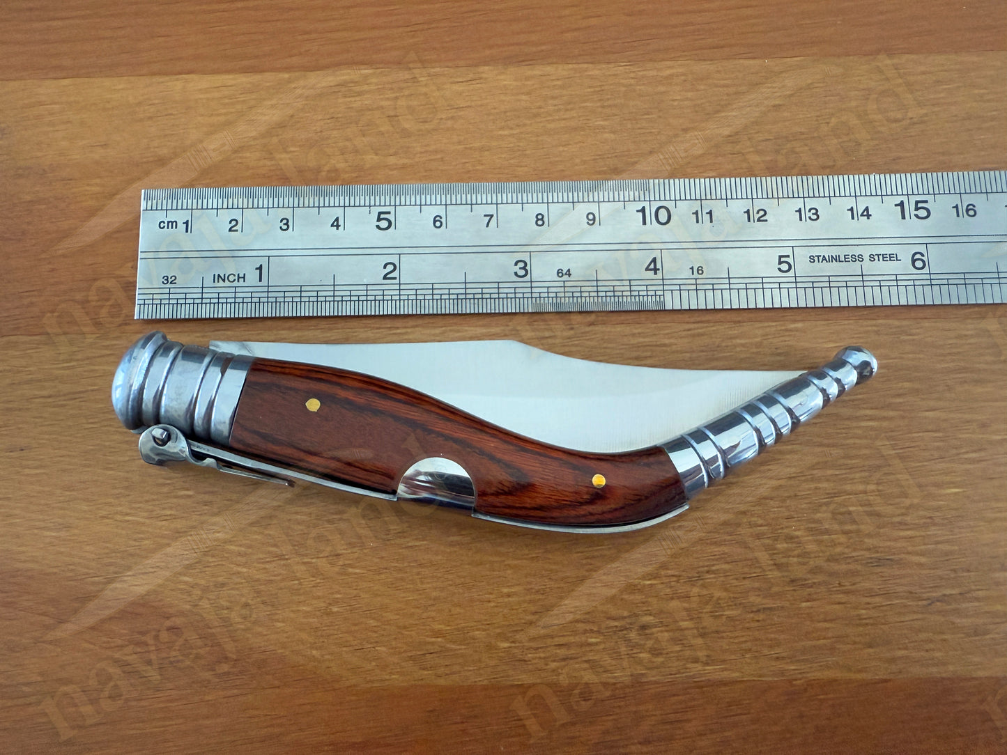 🔥4" Sevillana Style Classic Navaja Folding Knife Red Wood Handle Ratchet Lock