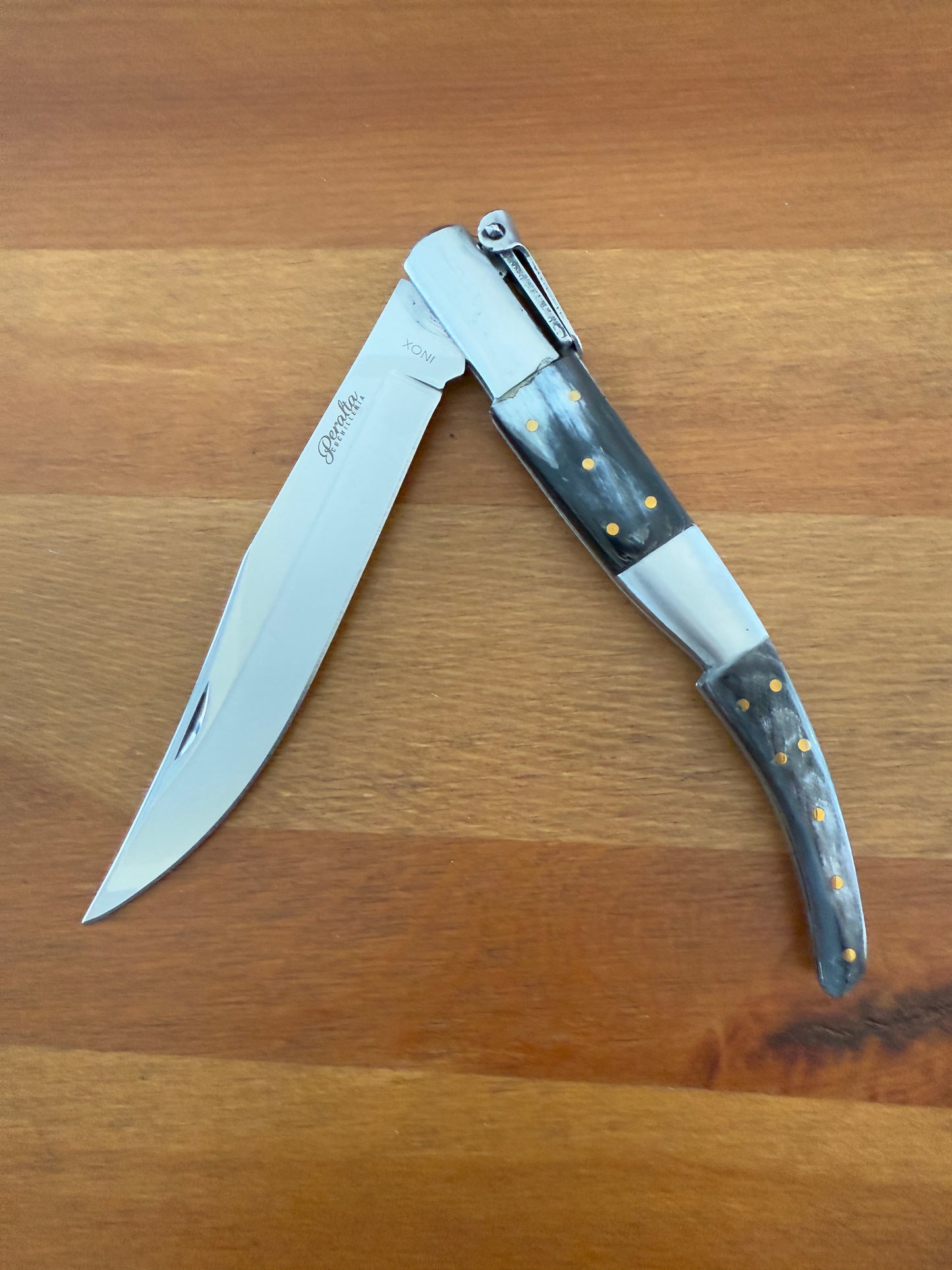5.3" Arabian Style Navaja Folding Pocket Knife Bull Horn Scales With Ratchet