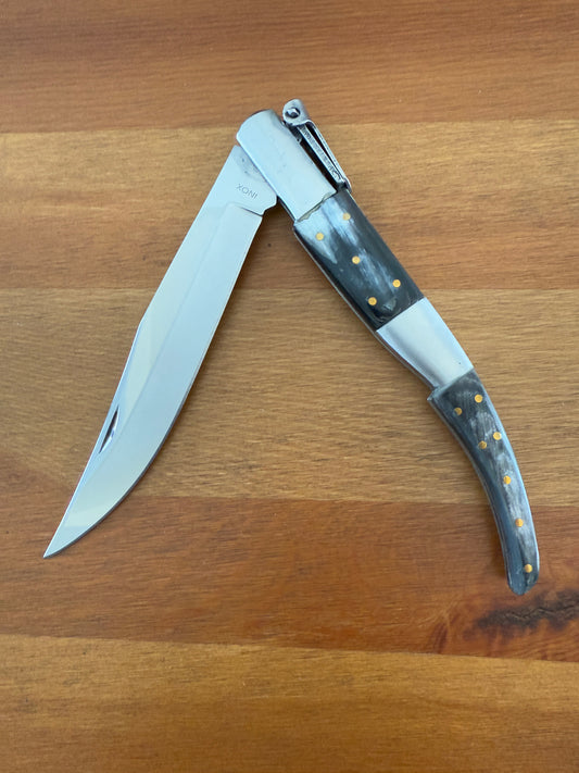 5.3" Arabian Style Navaja Folding Pocket Knife Bull Horn Scales With Ratchet