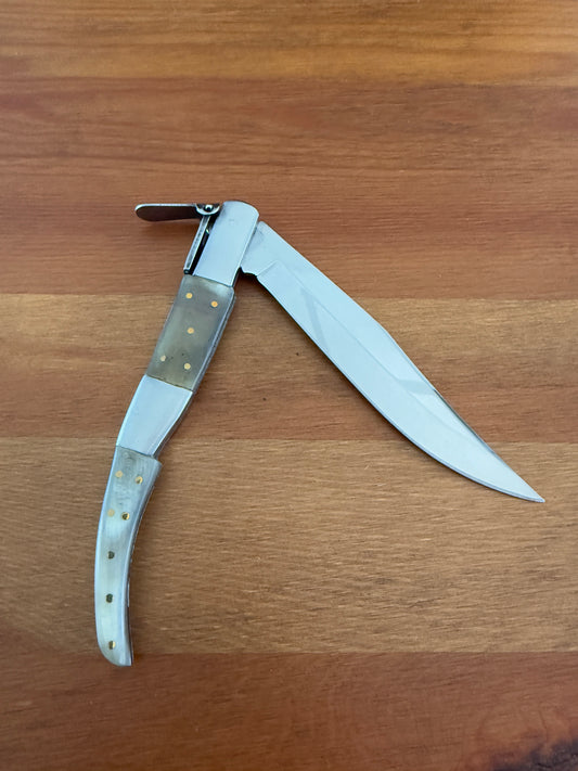 5.3" Arabian Style Navaja Folding Pocket Knife Bull Horn Scales With Ratchet