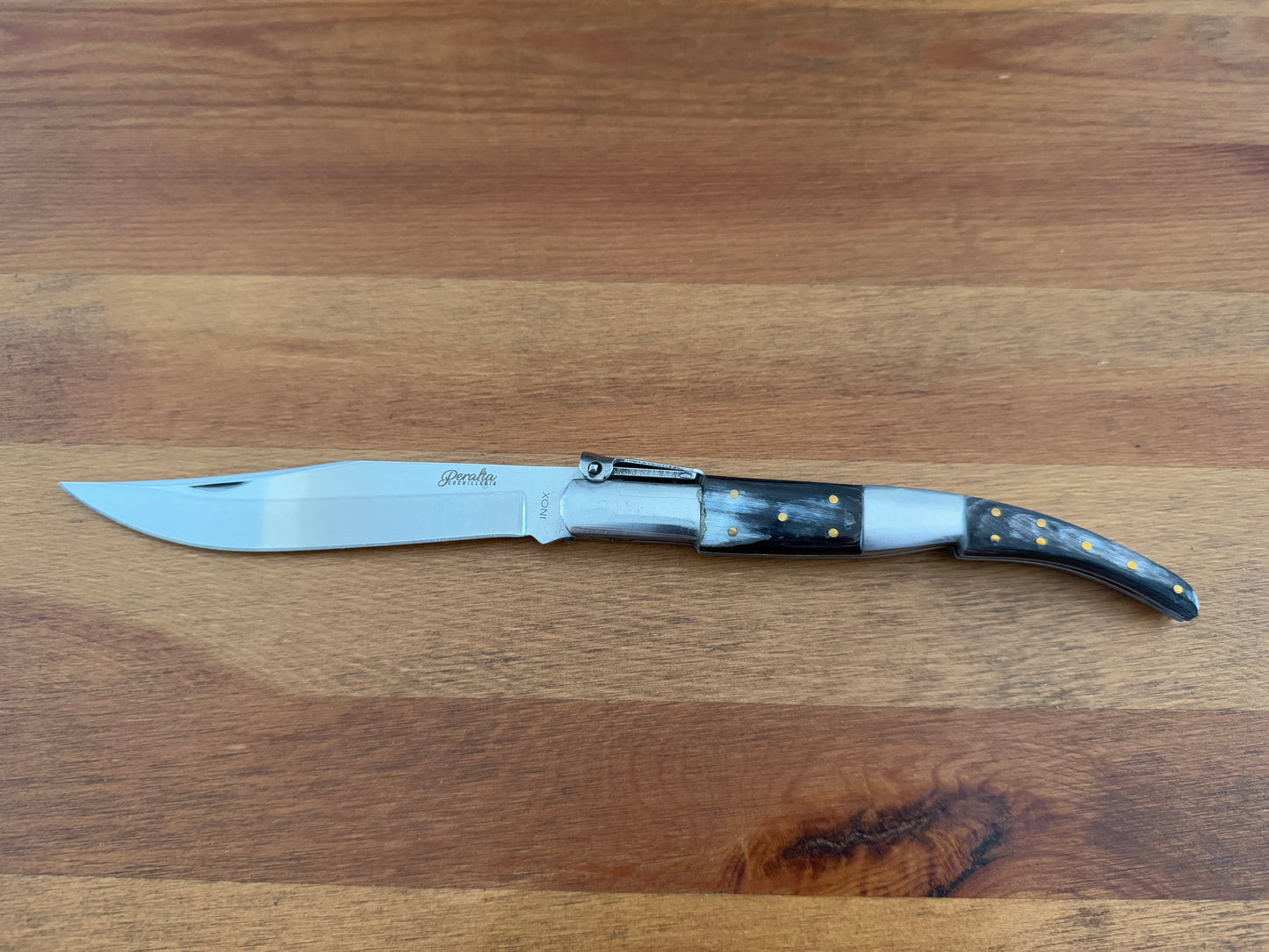5.3" Arabian Style Navaja Folding Pocket Knife Bull Horn Scales With Ratchet
