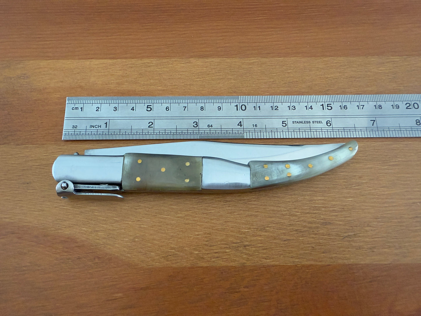 5.3" Arabian Style Navaja Folding Pocket Knife Bull Horn Scales With Ratchet