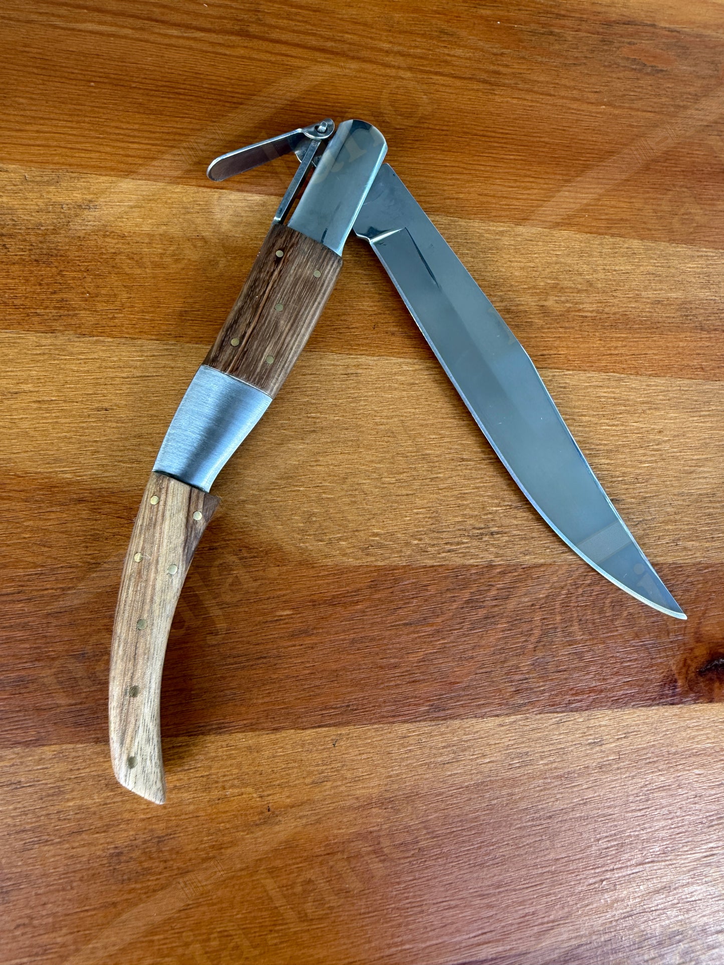 6.5” Arabian Style Ratchet Navaja Zebra Wood Handle | Mirror Finish Blade - Made in Spain