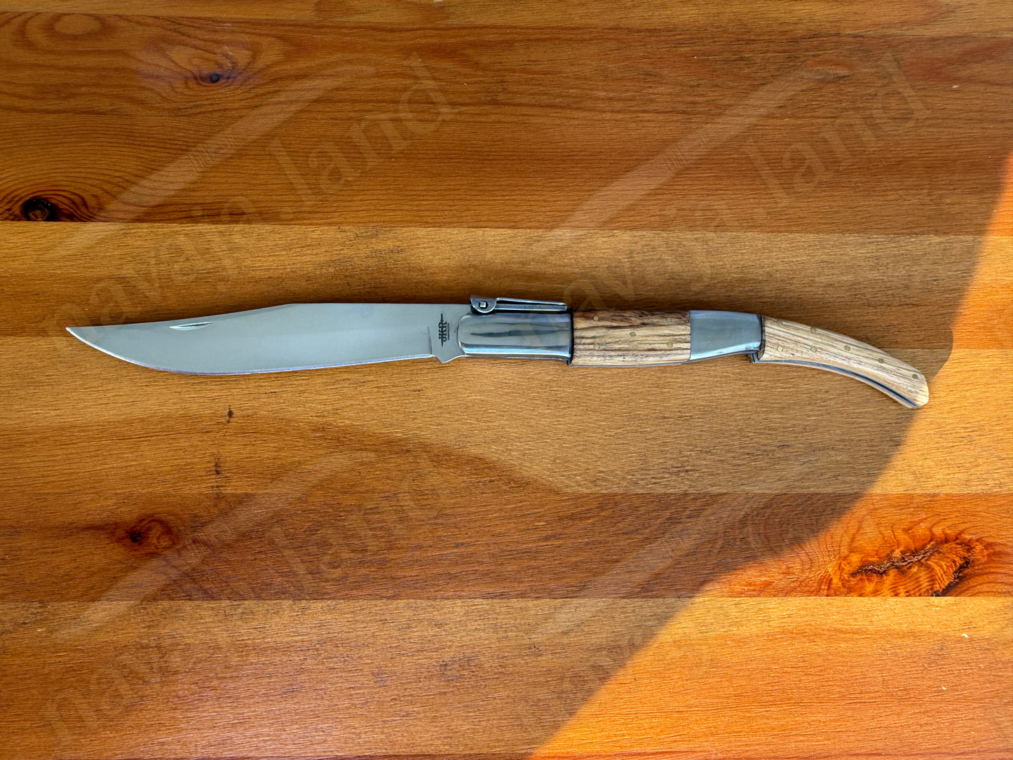 6.5” Arabian Style Ratchet Navaja Zebra Wood Handle | Mirror Finish Blade - Made in Spain