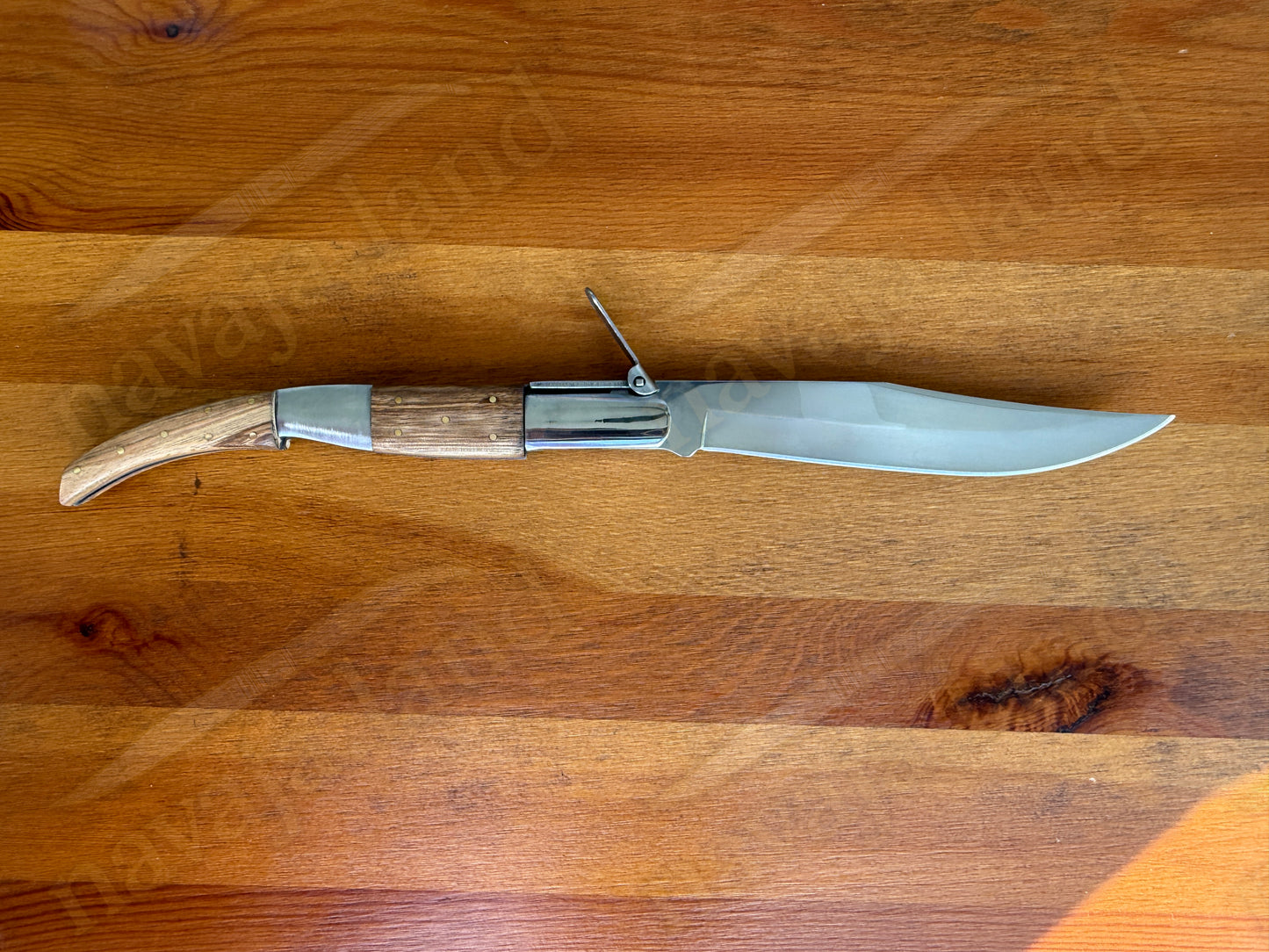 6.5” Arabian Style Ratchet Navaja Zebra Wood Handle | Mirror Finish Blade - Made in Spain