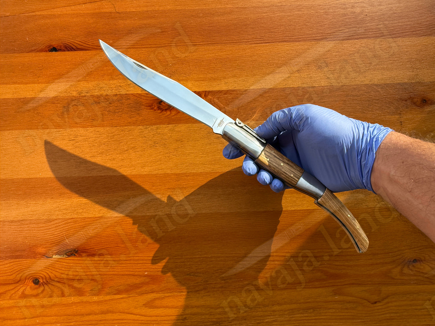 6.5” Arabian Style Ratchet Navaja Zebra Wood Handle | Mirror Finish Blade - Made in Spain