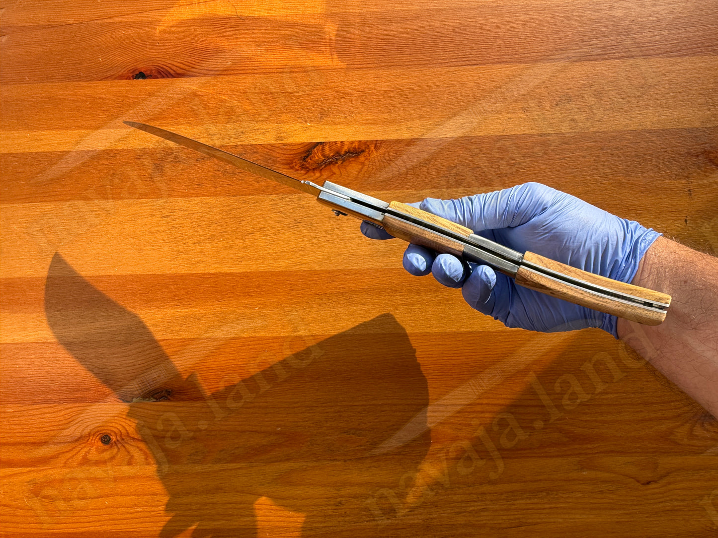 6.5” Arabian Style Ratchet Navaja Zebra Wood Handle | Mirror Finish Blade - Made in Spain