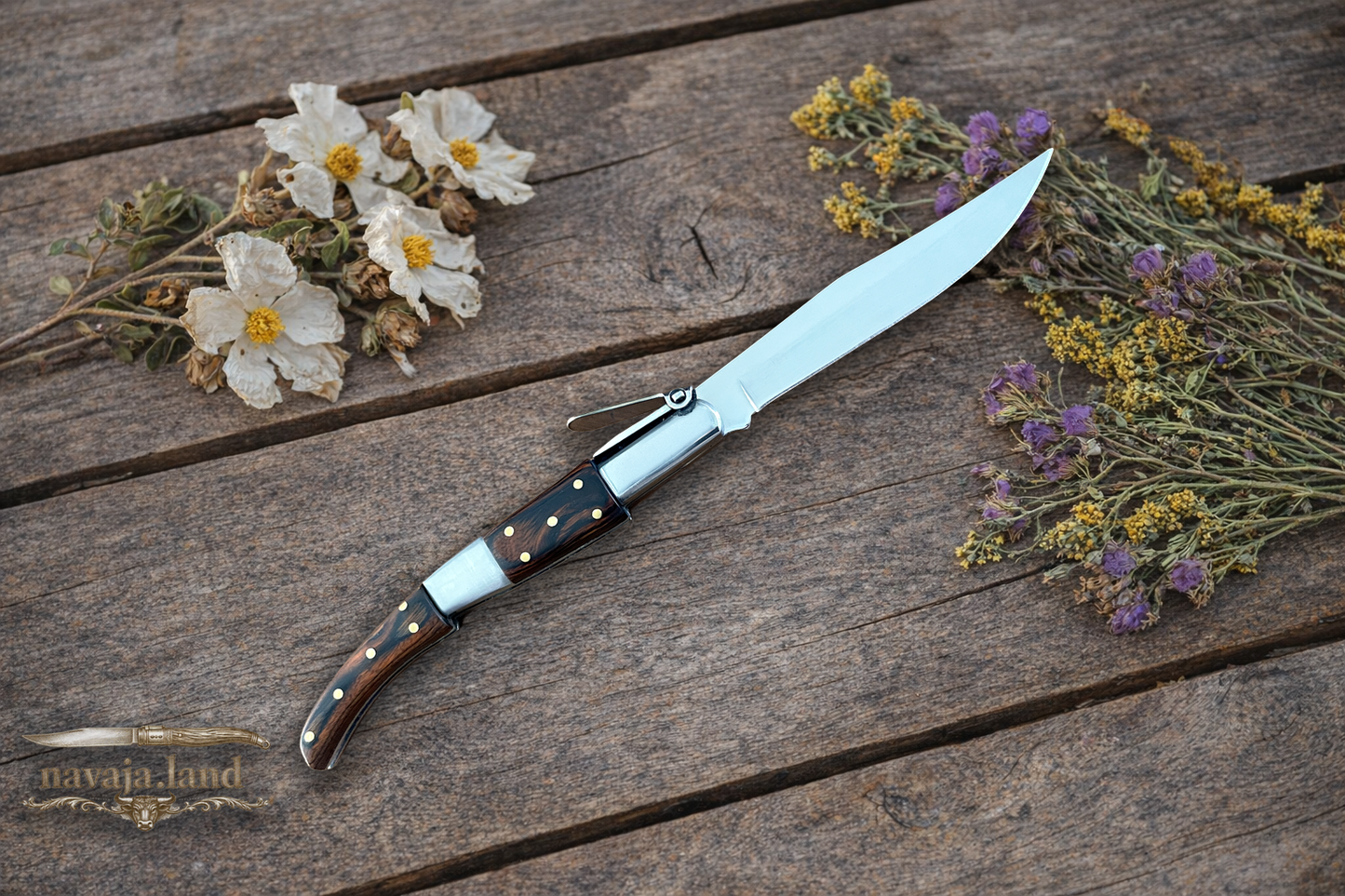 🔪4” Arabian Style Spanish Navaja – Red Wood & Steel Handle | Ratchet (Carraca) | Made in Spain