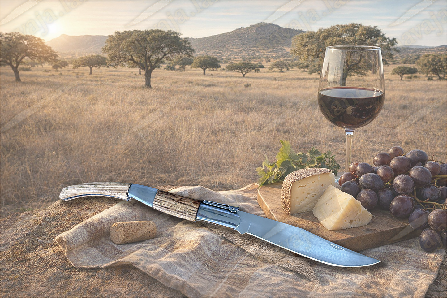 6.5” Arabian Style Ratchet Navaja Zebra Wood Handle | Mirror Finish Blade - Made in Spain