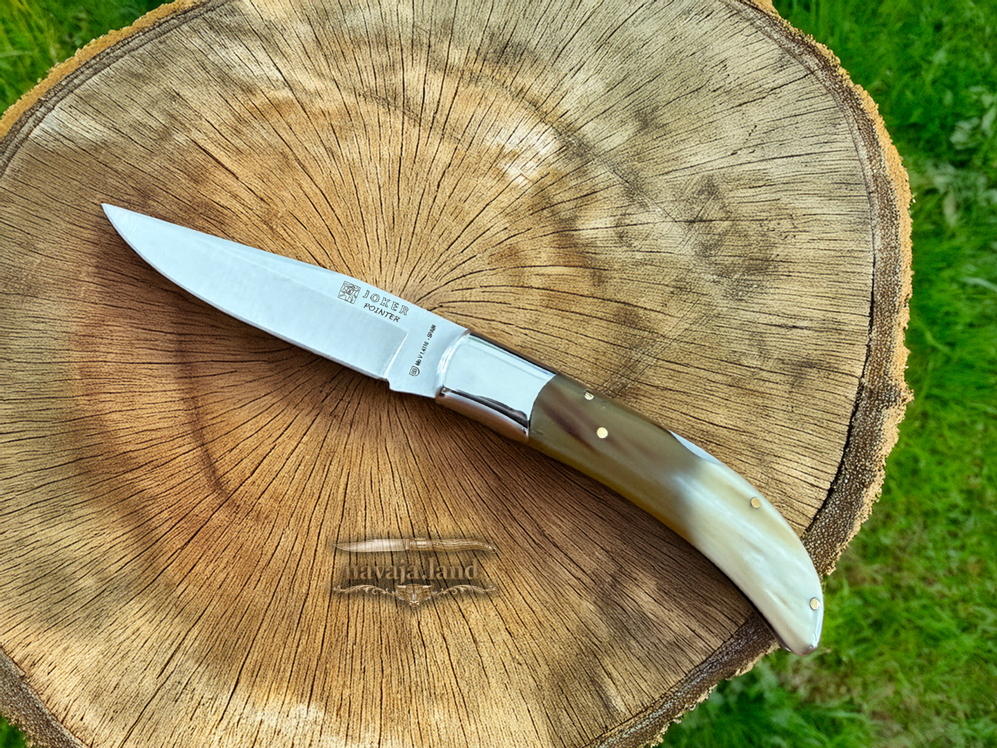 3.54” Joker Pointer Camping Folding Knife (Bull Horn Handle) Handmade in Spain