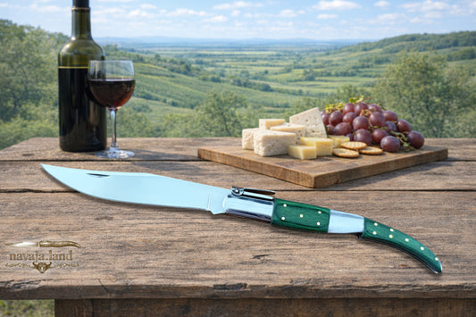 5.3" Arabian Style Classic Spanish Navaja Knife Green Wood Scales With a Ratchet