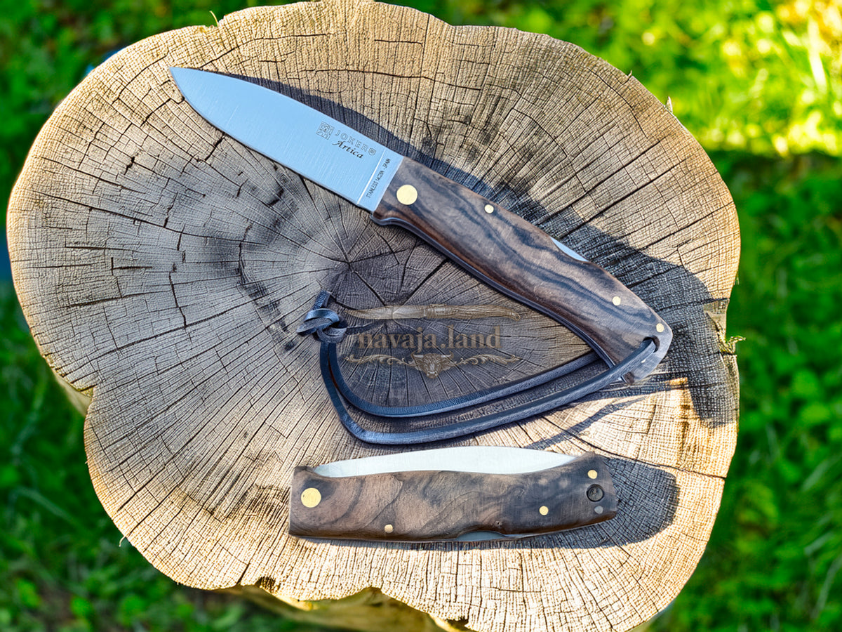 3.15” Joker Artica Bushcraft Folding Knife (Walnut Wood Handle) Handmade - Spain