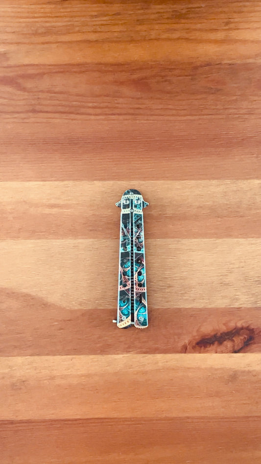 3.9" Steel Comb-style Trainer Dull 3D-printed Handle and Blade Clock Gear Design