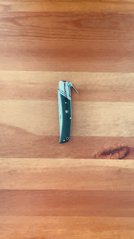 3.54" Spanish Navaja Pocket Knife Black Wood Scales With Ratchet & Billet Lock