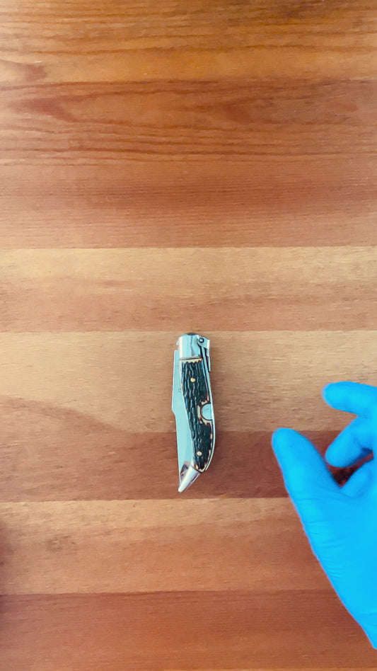 3.22" Stainles Spanish Navaja Teja Deer Antler Imitation Scales Billet Lock