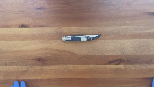 5.11" Arabian Style Spanish Navaja Folding Knife Blue Wood Scales with Ratchet