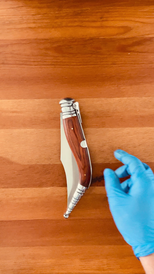 6.5” Navaja Sevillana Style Folding Knife Red Wood Scales From Spain - US Seller