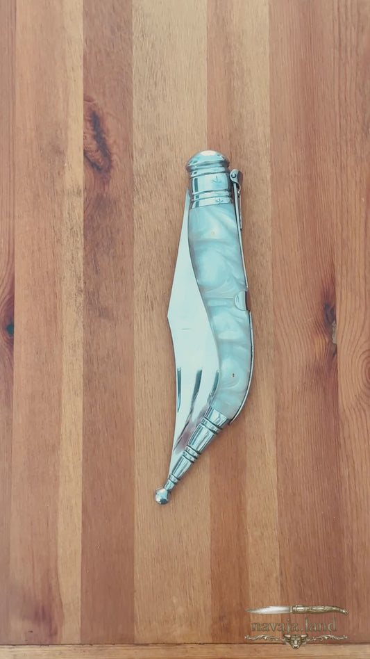 8.5" Long Blade Arabian Style Navaja Folding Knife Mother Pearl Scales - Spain