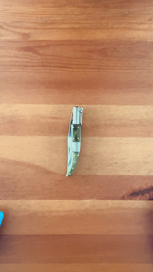 4” Arabian Folding Pocket Knife Green Wood and Steel Handle Navaja With Ratchet