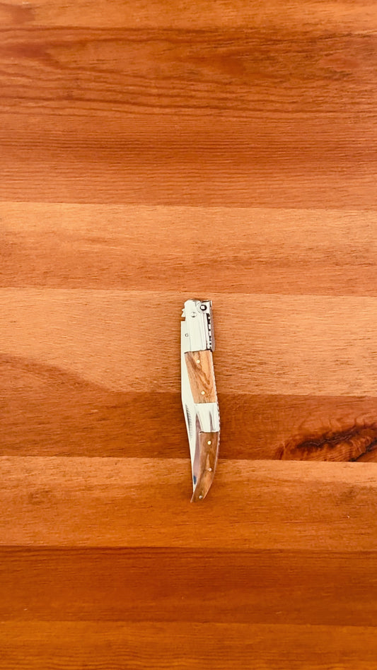 4.3" Arabian Style Navaja Ratchet Pocket Knife Olive Wood Scales & Steel Handle