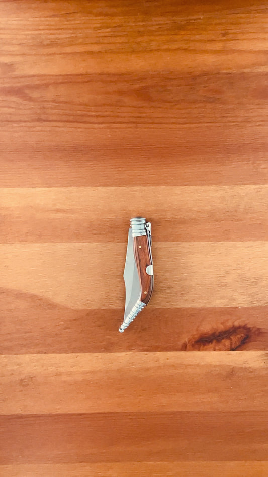 3.5” Sevillana Style Navaja Pocket Knife Red Wood Scales From Spain With Ratchet