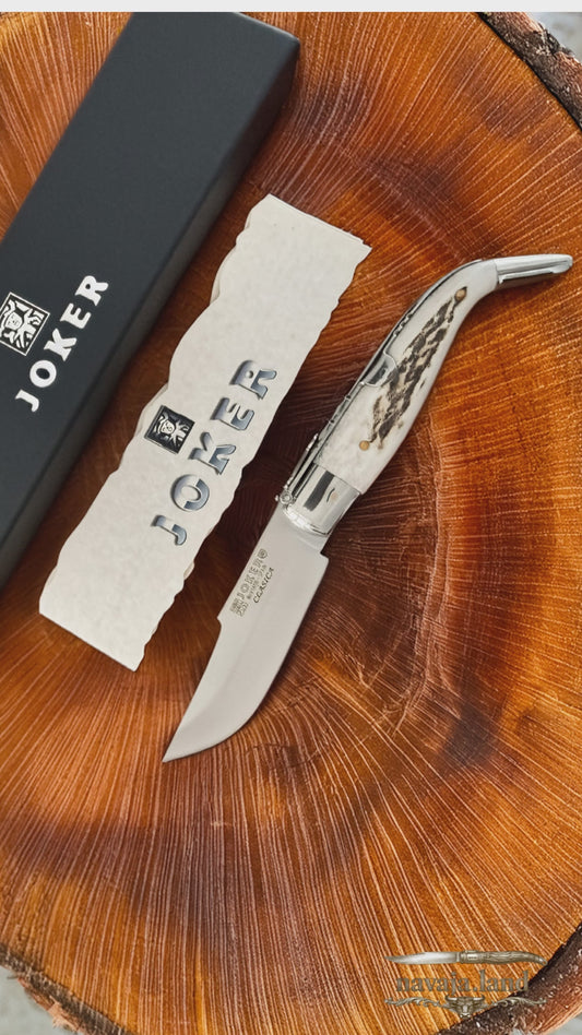 3.2” Joker Clasica Folding Knife Stag Horn Handle MOVA 1.4116 Stainless Steel